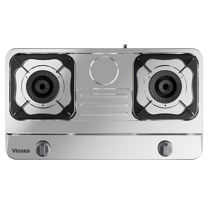 Kompor Gas Meja Dua Tungku Bahan Stainless Steel Mudah Dibersihkan